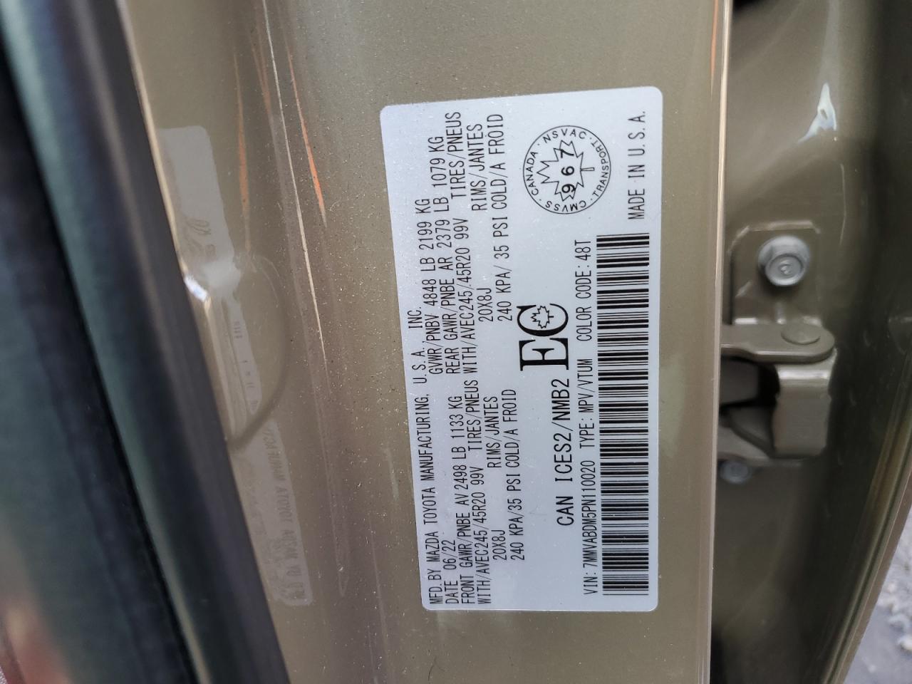 2023 Mazda Cx-50 Premium VIN: 7MMVABDM5PN110020 Lot: 91396375