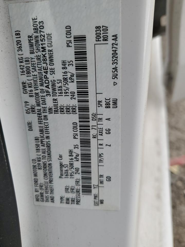 2019 Ford Fiesta Se VIN: 3FADP4EJ8KM152703 Lot: 93046855