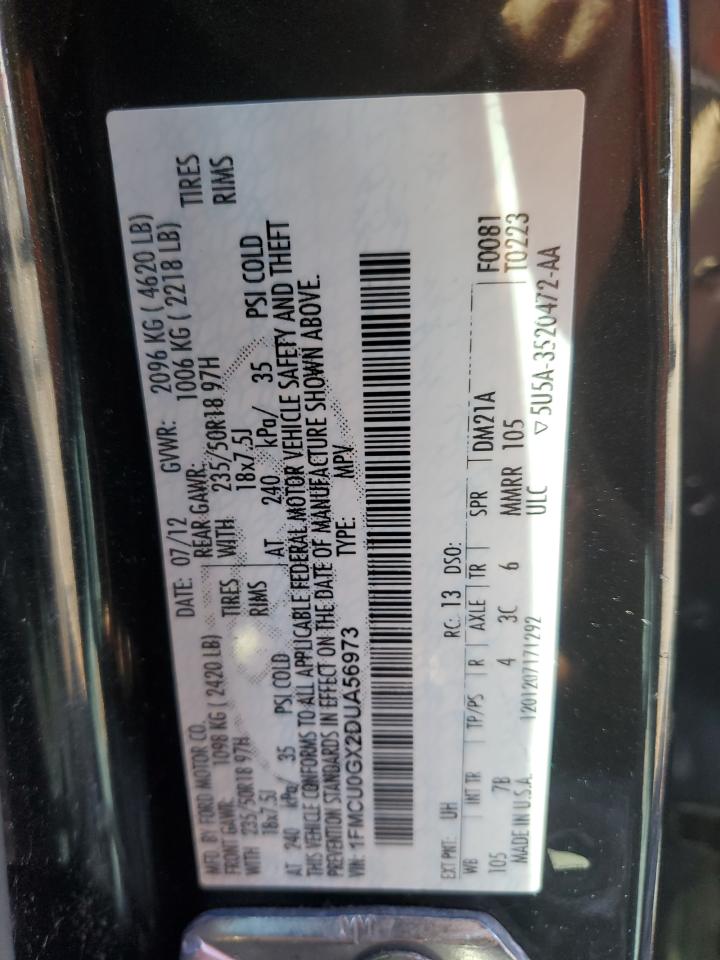 2013 Ford Escape Se VIN: 1FMCU0GX2DUA56973 Lot: 91617995