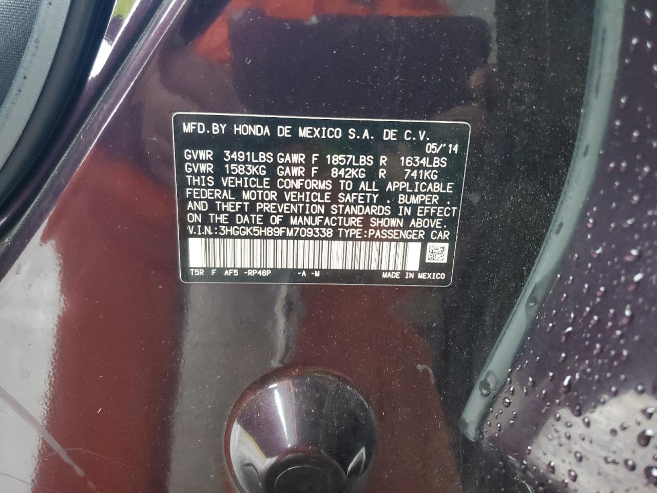 2015 Honda Fit Ex VIN: 3HGGK5H89FM709338 Lot: 93203725