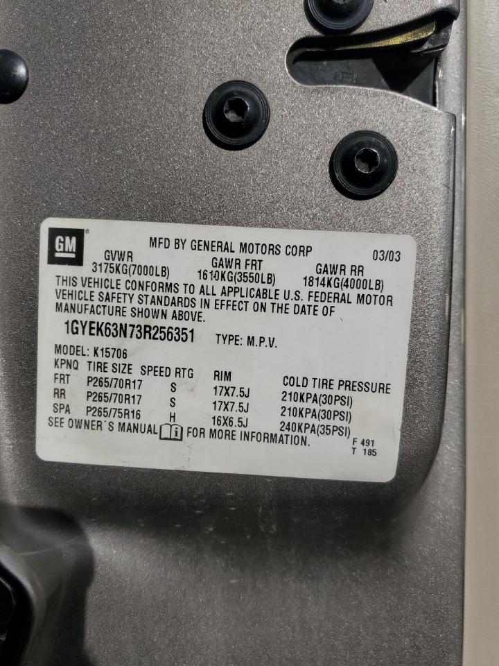 2003 Cadillac Escalade Luxury VIN: 1GYEK63N73R256351 Lot: 92265365