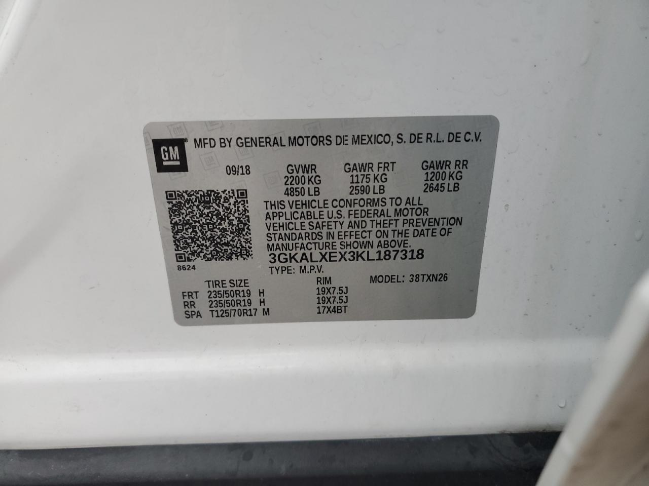 2019 GMC Terrain Denali VIN: 3GKALXEX3KL187318 Lot: 93061235