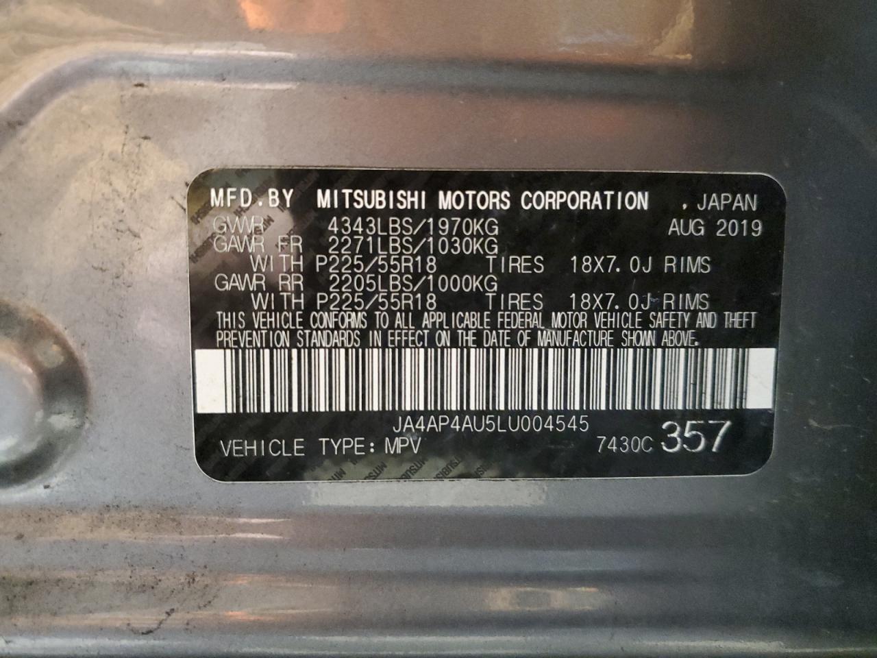 2020 Mitsubishi Outlander Sport Se VIN: JA4AP4AU5LU004545 Lot: 92079435