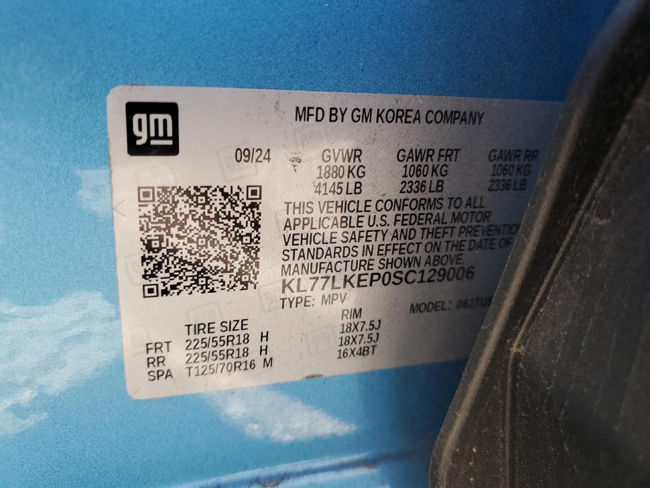 2025 Chevrolet Trax Activ VIN: KL77LKEP0SC129006 Lot: 91856065