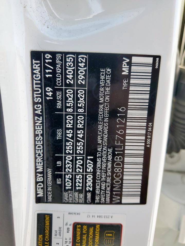 2020 Mercedes-Benz Glc 300 VIN: W1N0G8DB1LF761216 Lot: 91412335