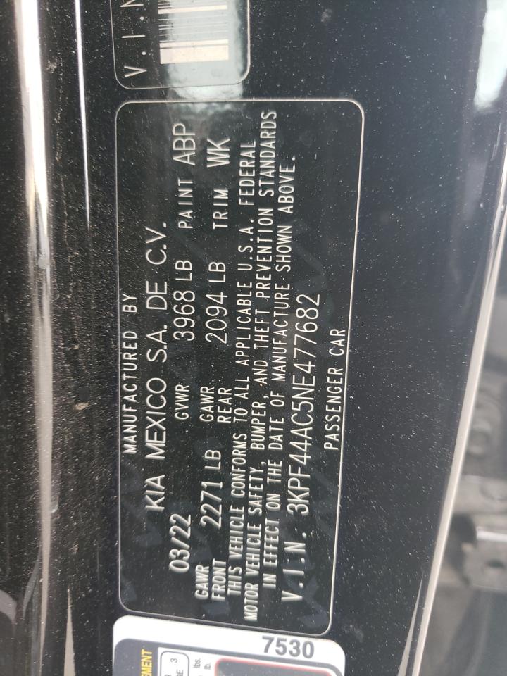2022 Kia Forte Gt VIN: 3KPF44AC5NE477682 Lot: 92303745