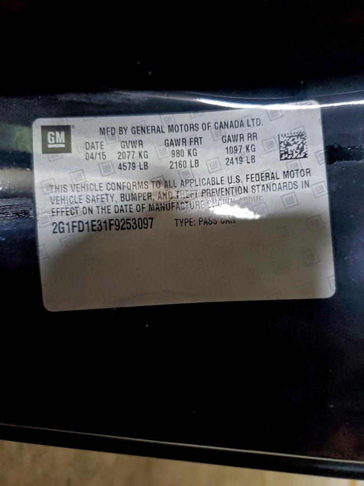 2015 Chevrolet Camaro Lt VIN: 2G1FD1E31F9253097 Lot: 93511745