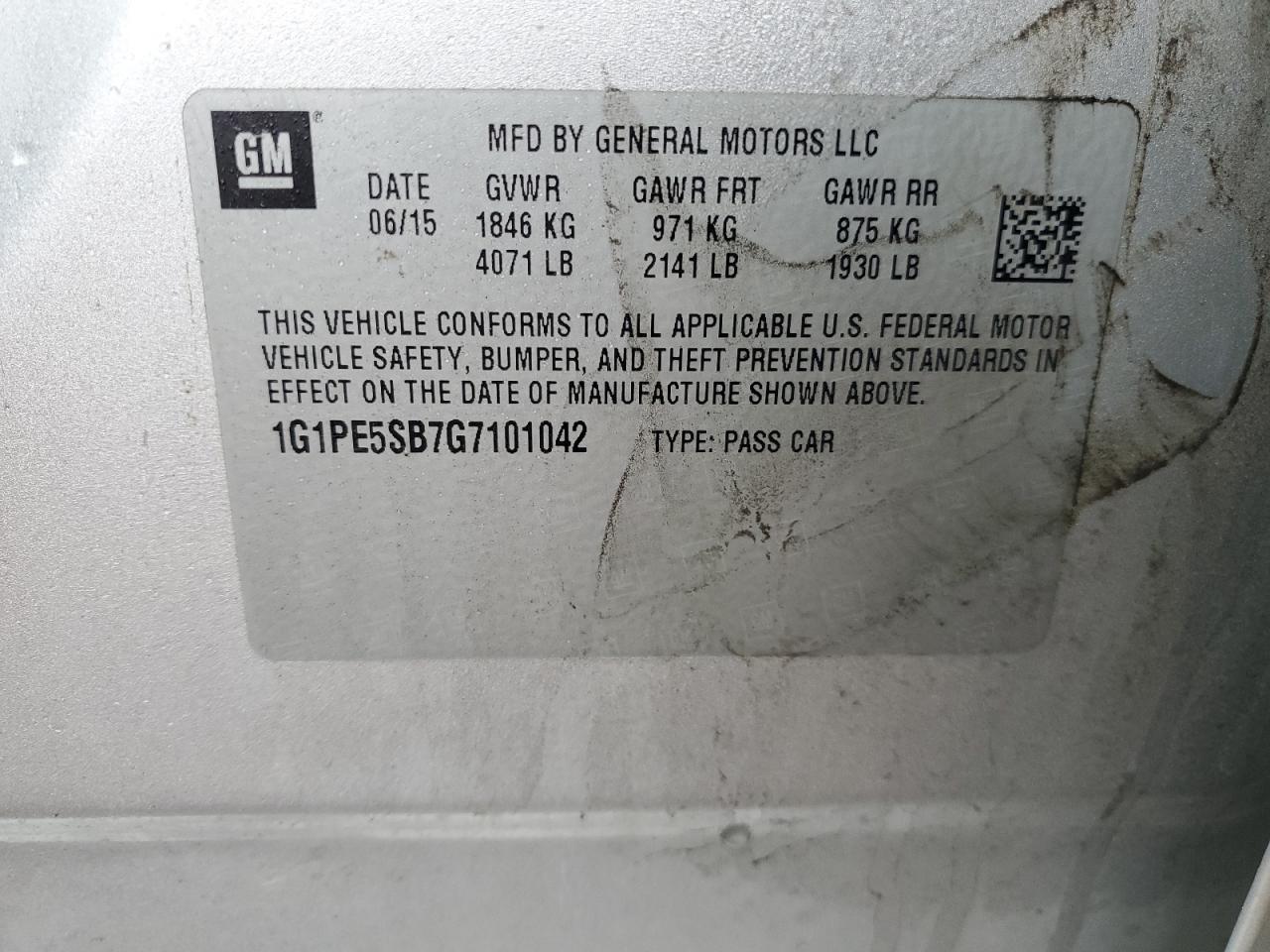 2016 Chevrolet Cruze Limited Lt VIN: 1G1PE5SB7G7101042 Lot: 92696145