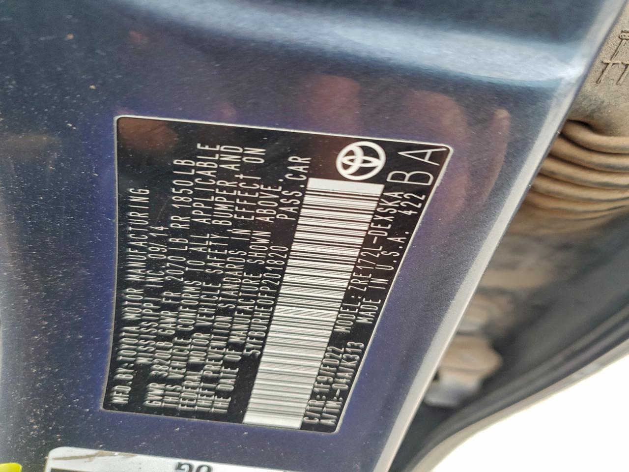 2015 Toyota Corolla L VIN: 5YFBURHE0FP201820 Lot: 94387375