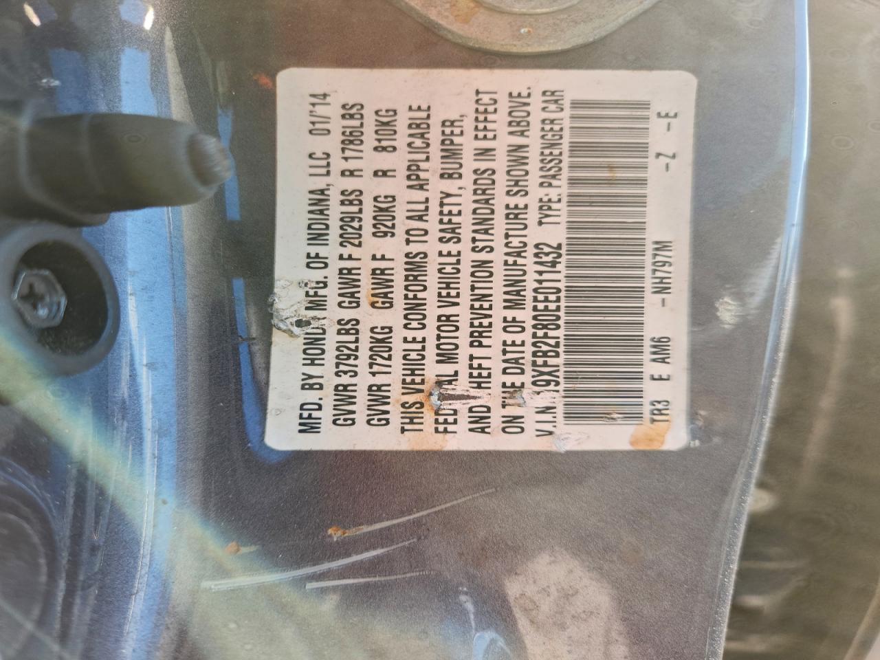 2014 Honda Civic Ex VIN: 19XFB2F80EE011432 Lot: 94434745