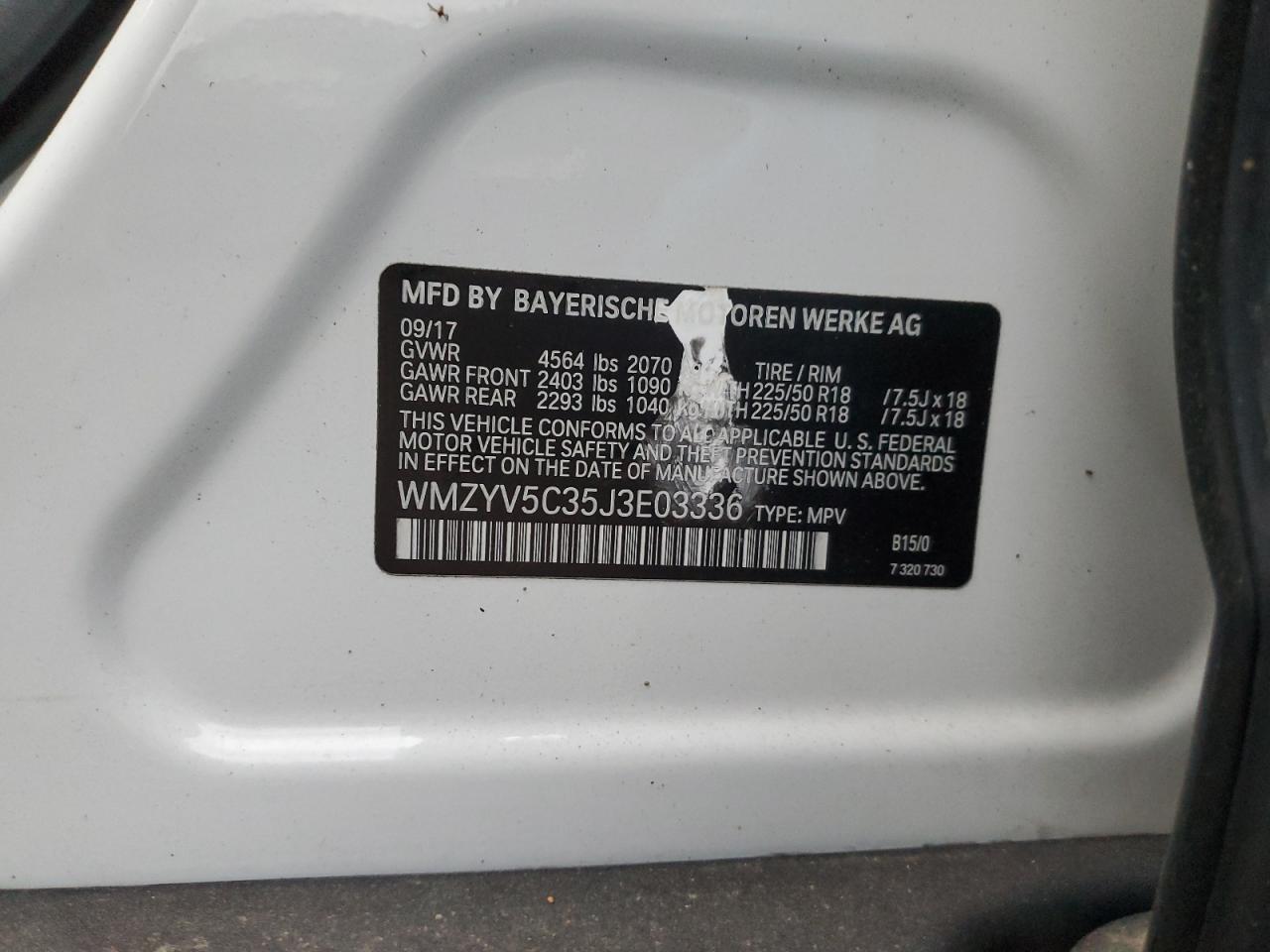 2018 Mini Cooper Countryman All4 VIN: WMZYV5C35J3E03336 Lot: 91130305