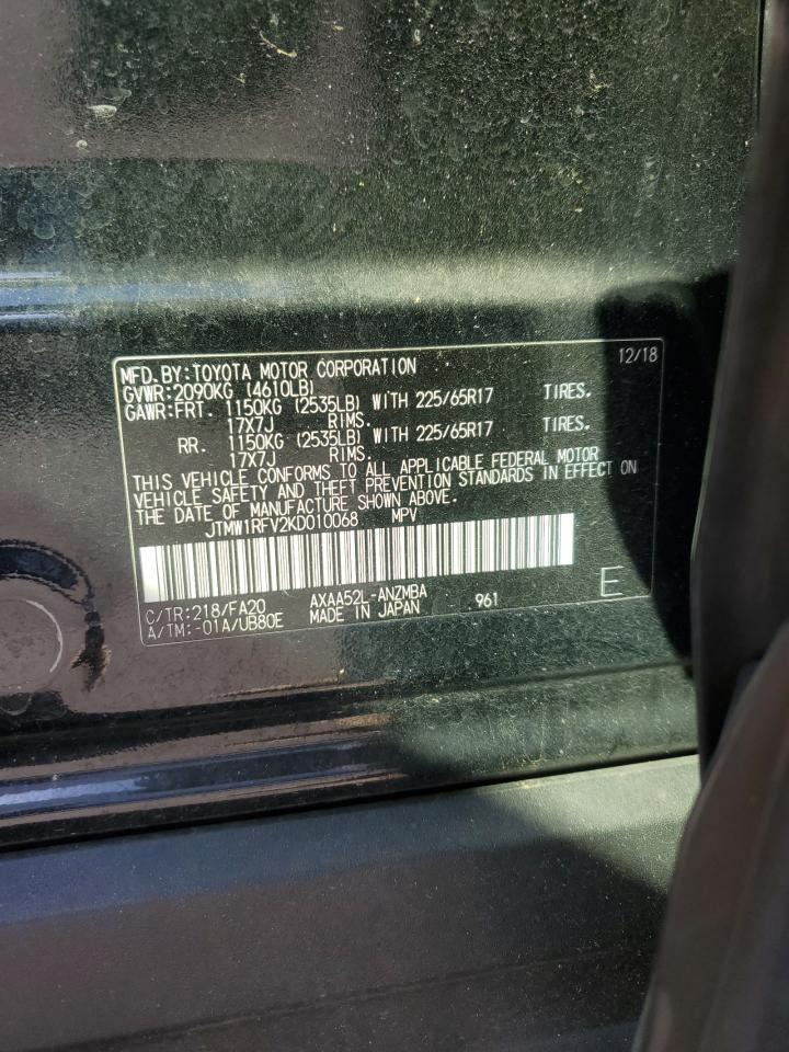 2019 Toyota Rav4 Xle VIN: JTMW1RFV2KD010068 Lot: 91231345