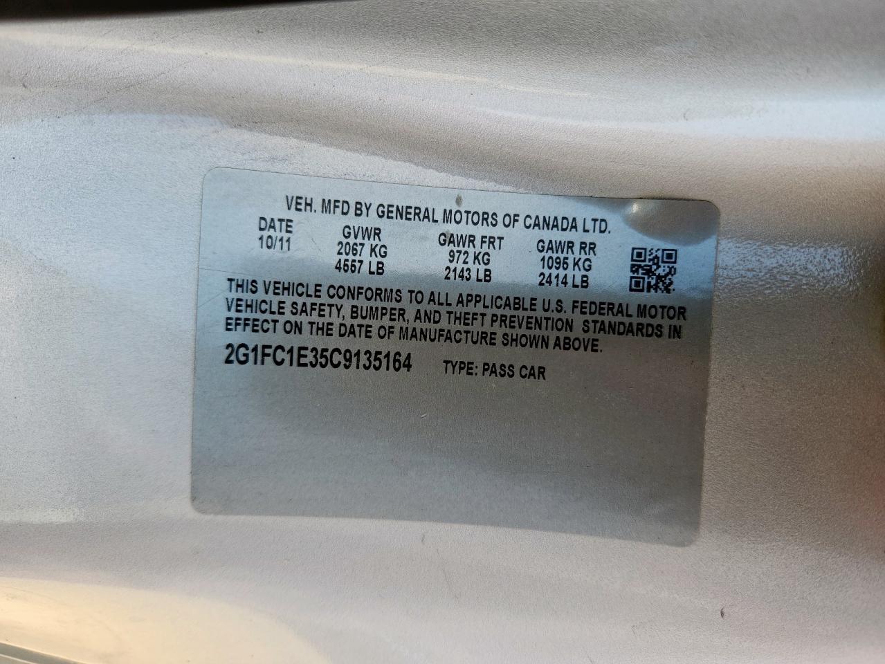 2012 Chevrolet Camaro Lt VIN: 2G1FC1E35C9135164 Lot: 92955865