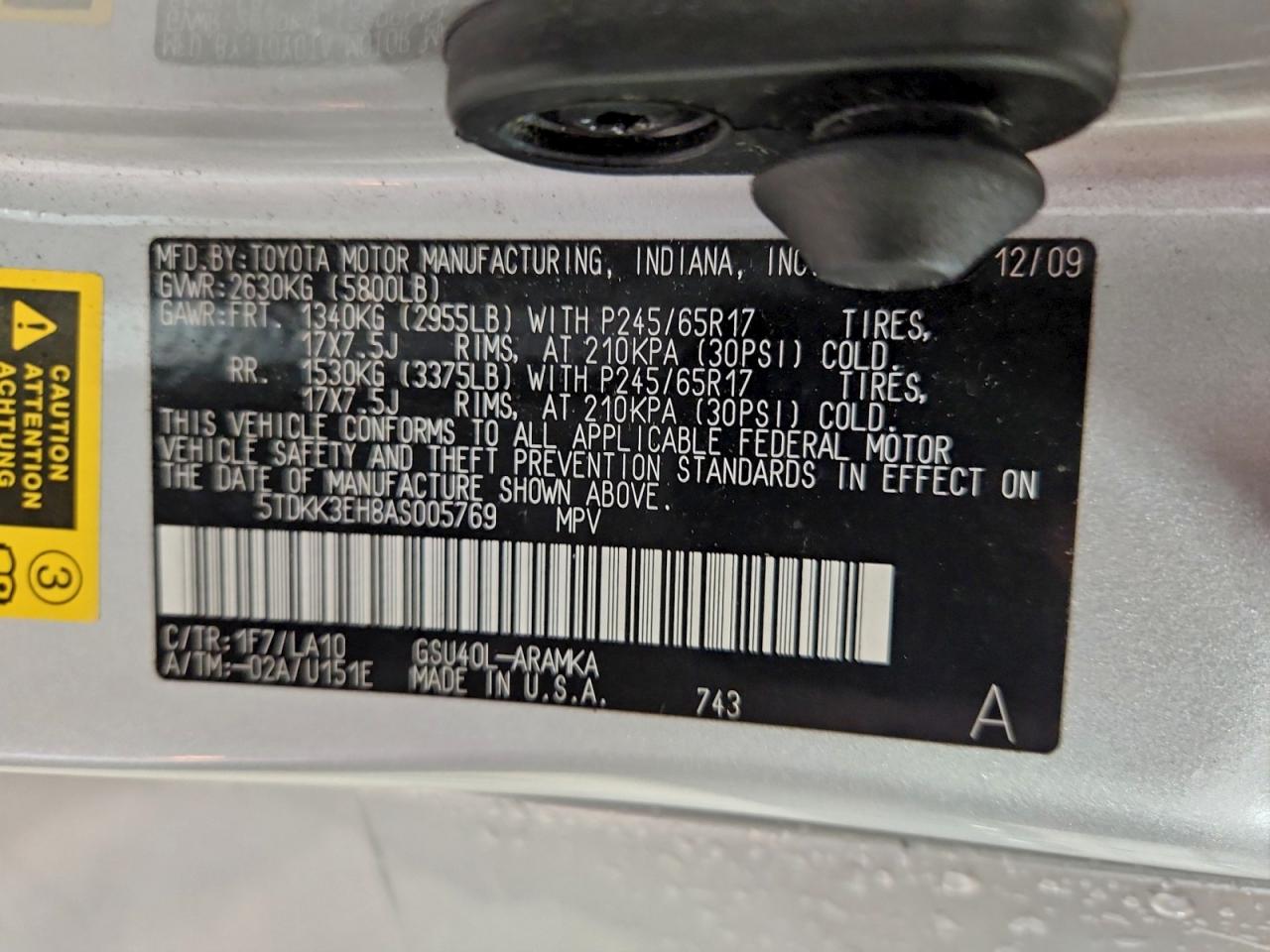 2010 Toyota Highlander Se VIN: 5TDKK3EH8AS005769 Lot: 94606165