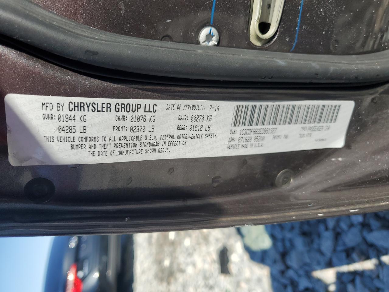 2014 Dodge Dart Sxt VIN: 1C3CDFBB3ED891327 Lot: 93353235