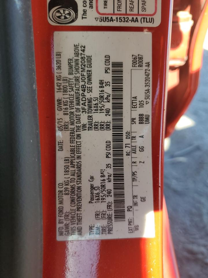 2015 Ford Fiesta Se VIN: 3FADP4BJ0FM208742 Lot: 90979155