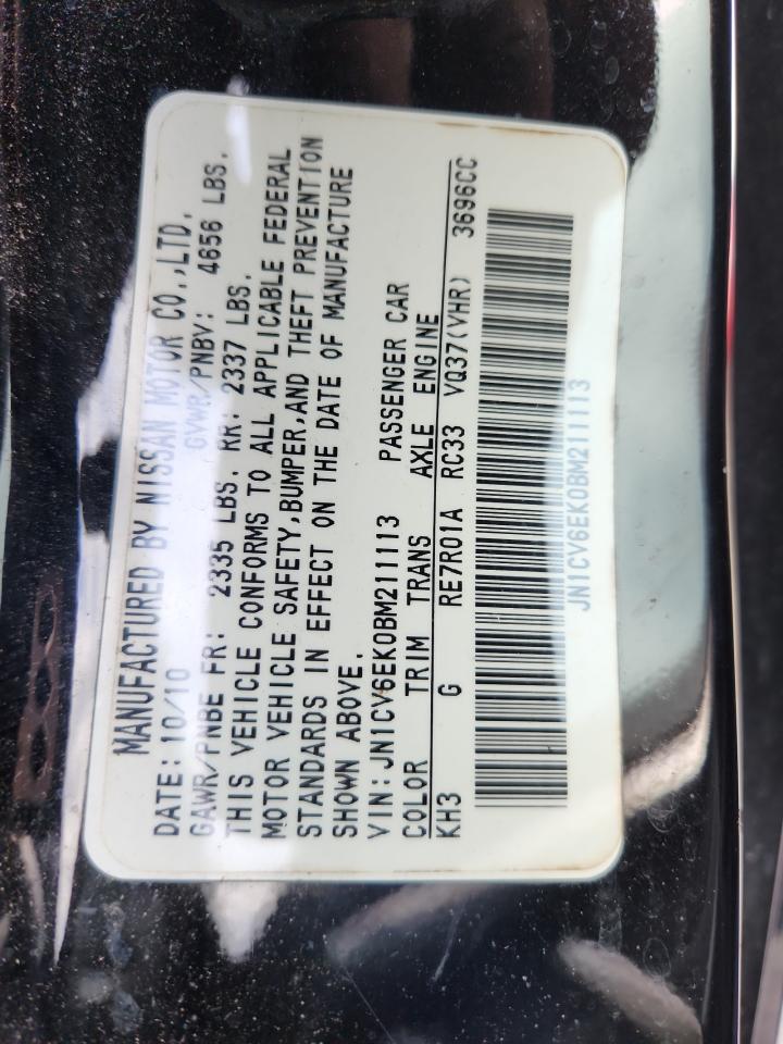 2011 Infiniti G37 Base VIN: JN1CV6EK0BM211113 Lot: 91701635