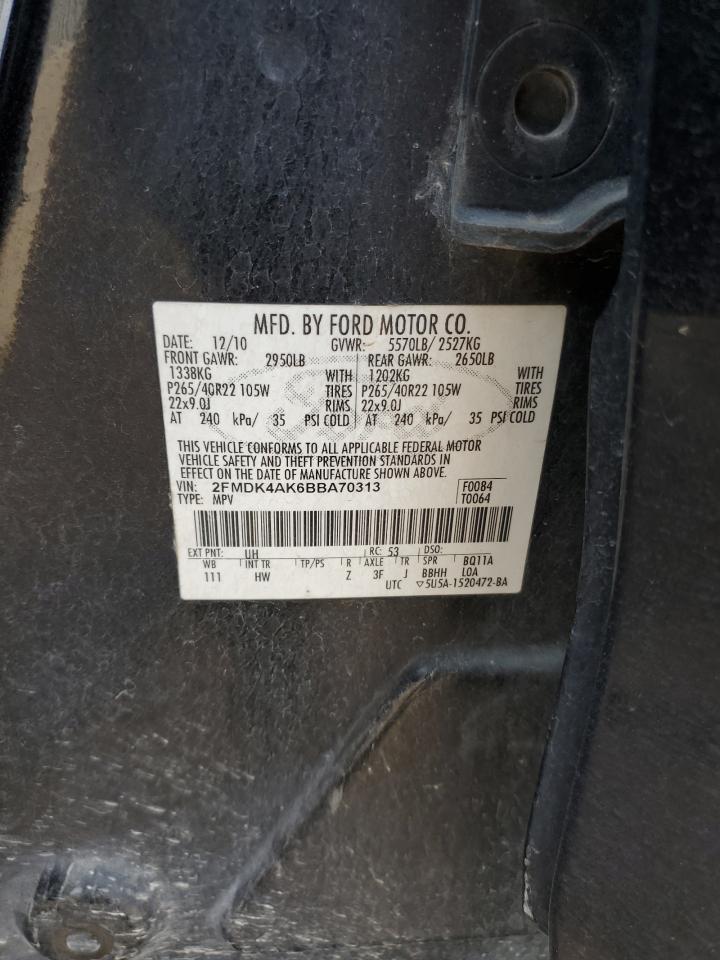 2011 Ford Edge Sport VIN: 2FMDK4AK6BBA70313 Lot: 91440345