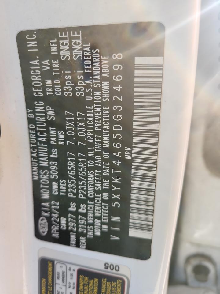 2013 Kia Sorento Lx VIN: 5XYKT4A65DG324698 Lot: 91845325