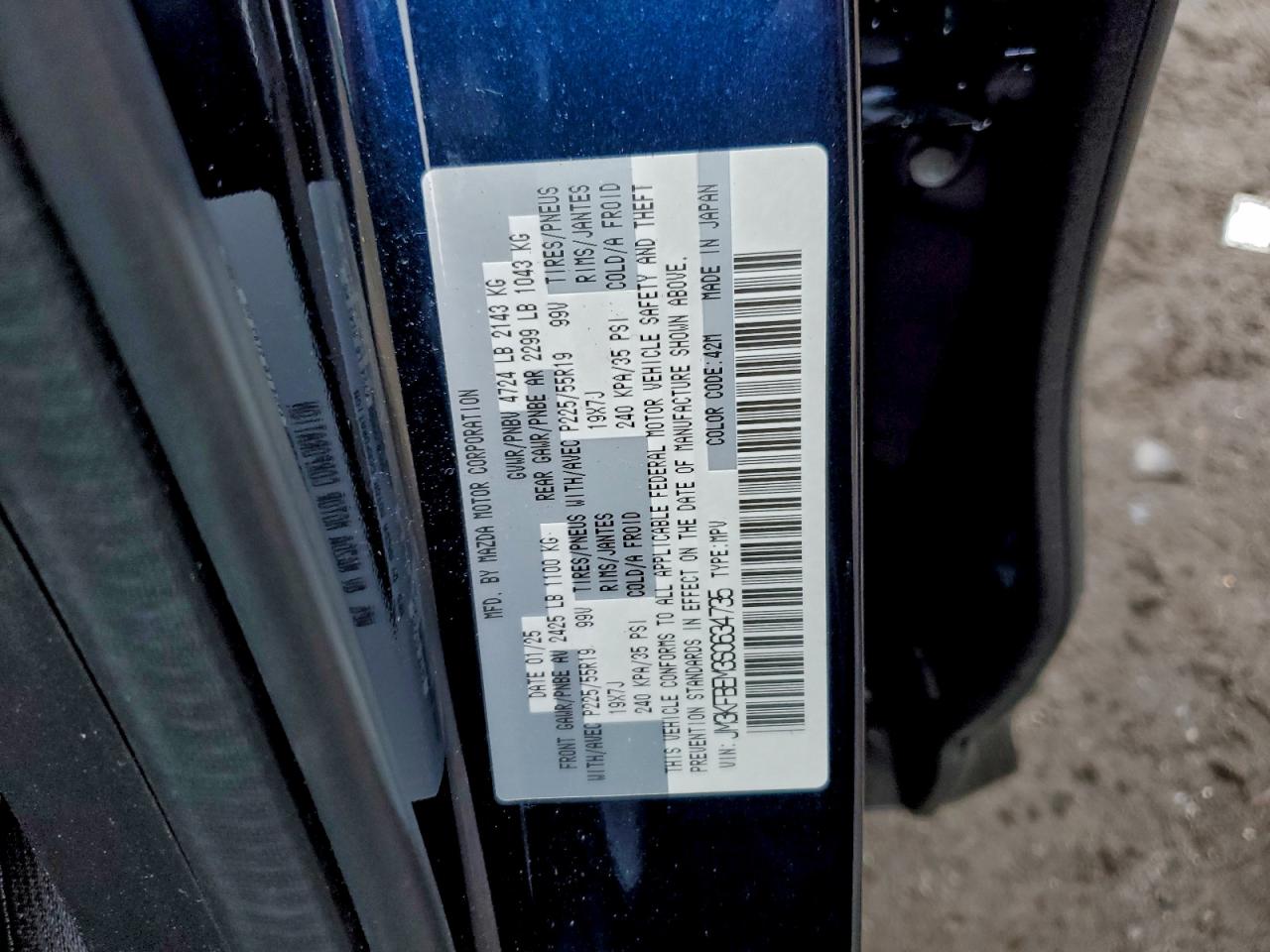 2025 Mazda Cx-5 Premium Plus VIN: JM3KFBEM3S0634735 Lot: 94719085