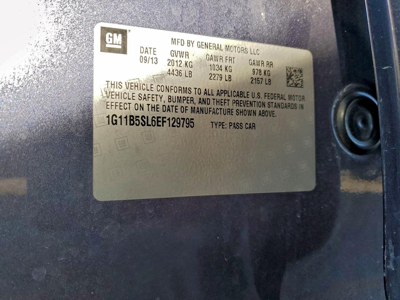 2014 Chevrolet Malibu Ls VIN: 1G11B5SL6EF129795 Lot: 93902675