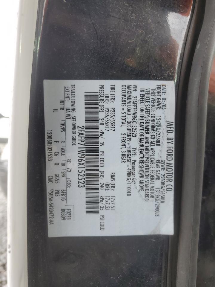 2006 Ford Crown Victoria Police Interceptor VIN: 2FAFP71W96X152523 Lot: 93253965