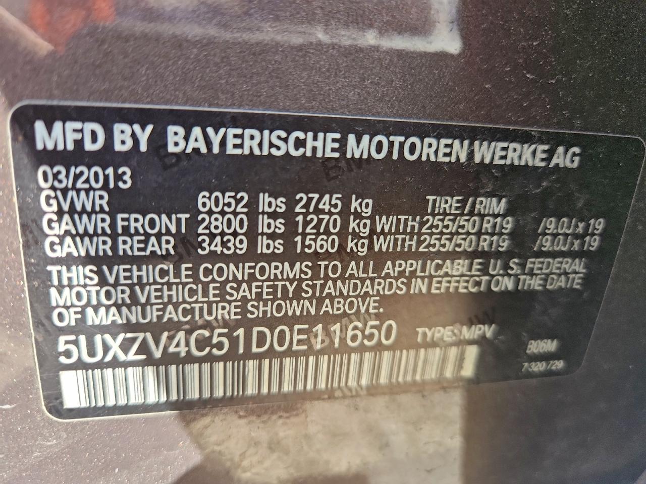 2013 BMW X5 xDrive35I VIN: 5UXZV4C51D0E11650 Lot: 92342375