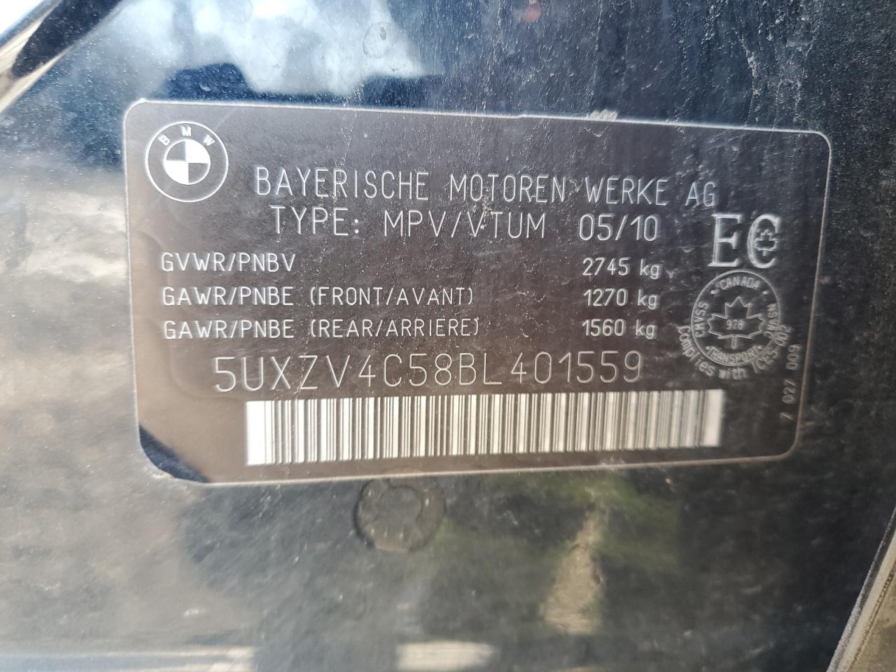 2011 BMW X5 xDrive35I VIN: 5UXZV4C58BL401559 Lot: 90466015