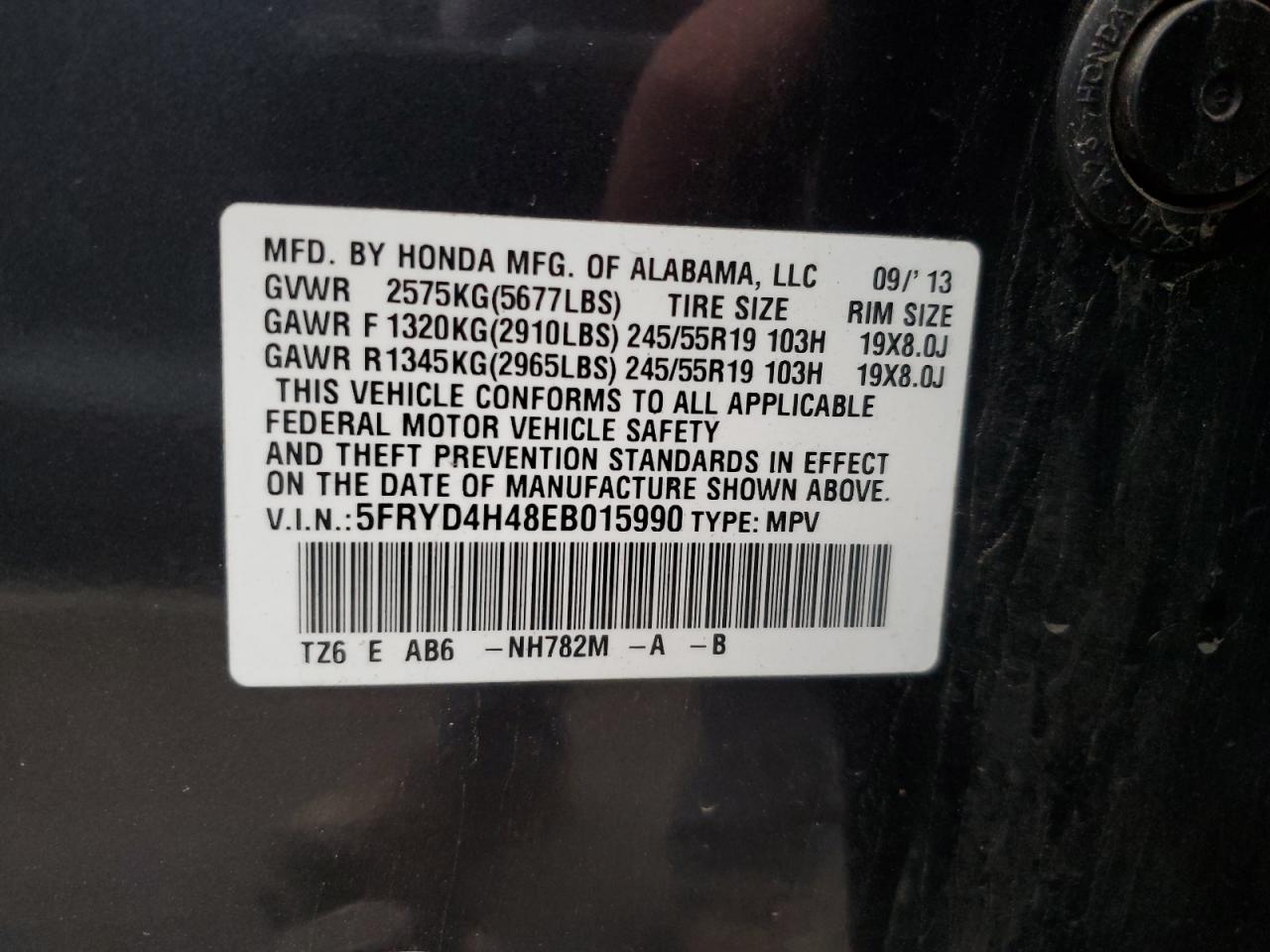 2014 Acura Mdx Technology VIN: 5FRYD4H48EB015990 Lot: 93111835