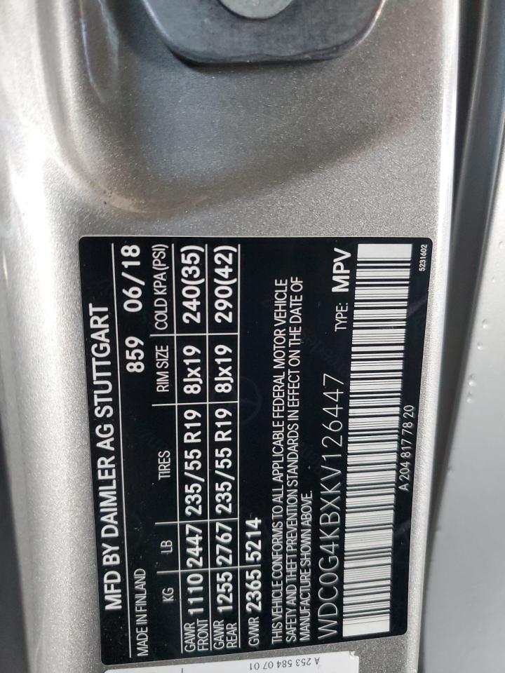 2019 Mercedes-Benz Glc 300 4Matic VIN: WDC0G4KBXKV126447 Lot: 92705225