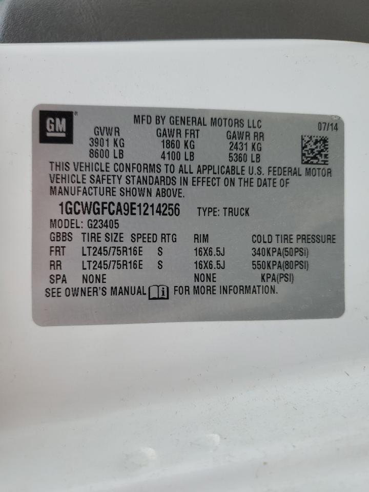 2014 Chevrolet Express G2500 VIN: 1GCWGFCA9E1214256 Lot: 92380205