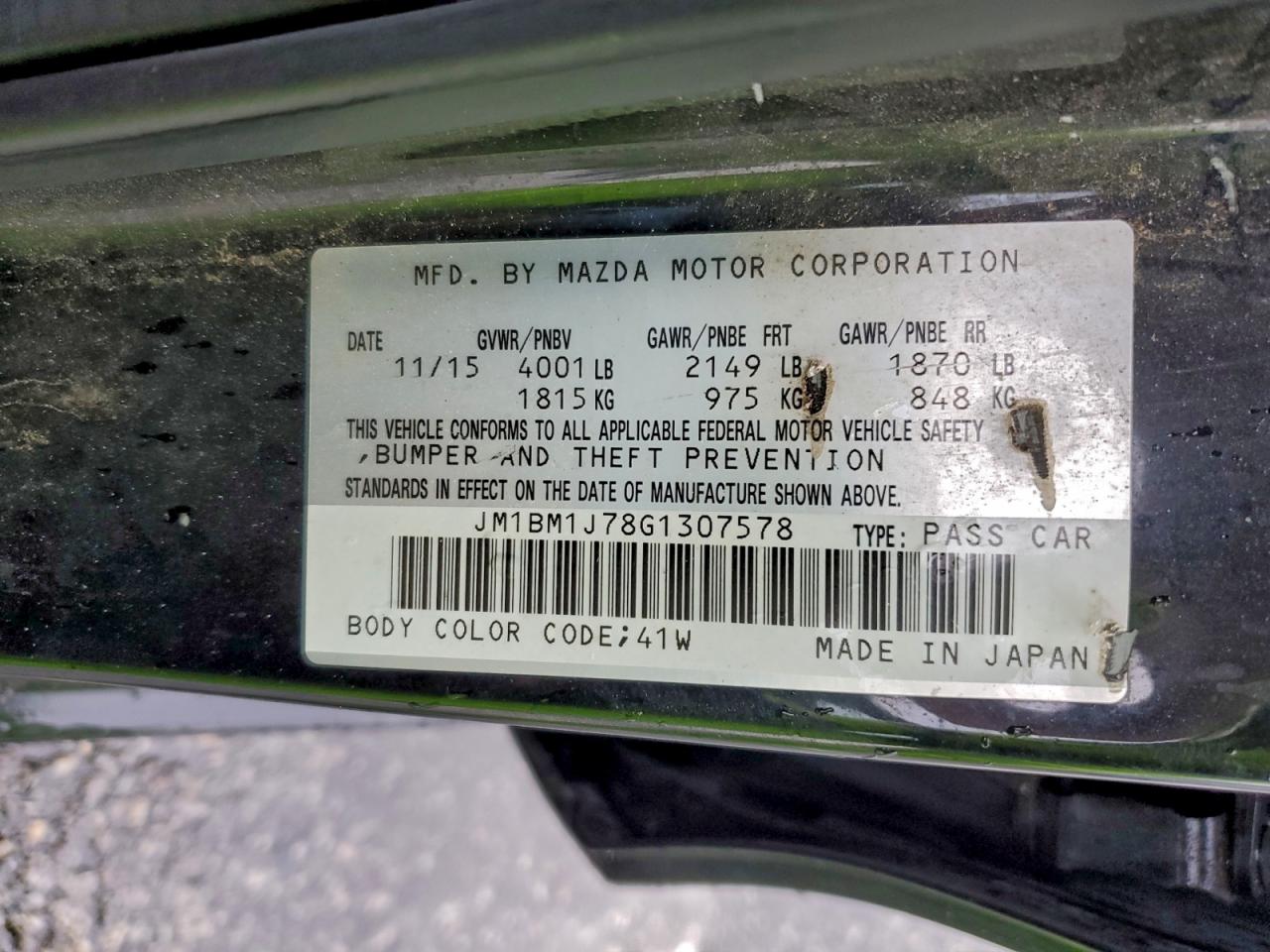 2016 Mazda 3 Sport VIN: JM1BM1J78G1307578 Lot: 93918555