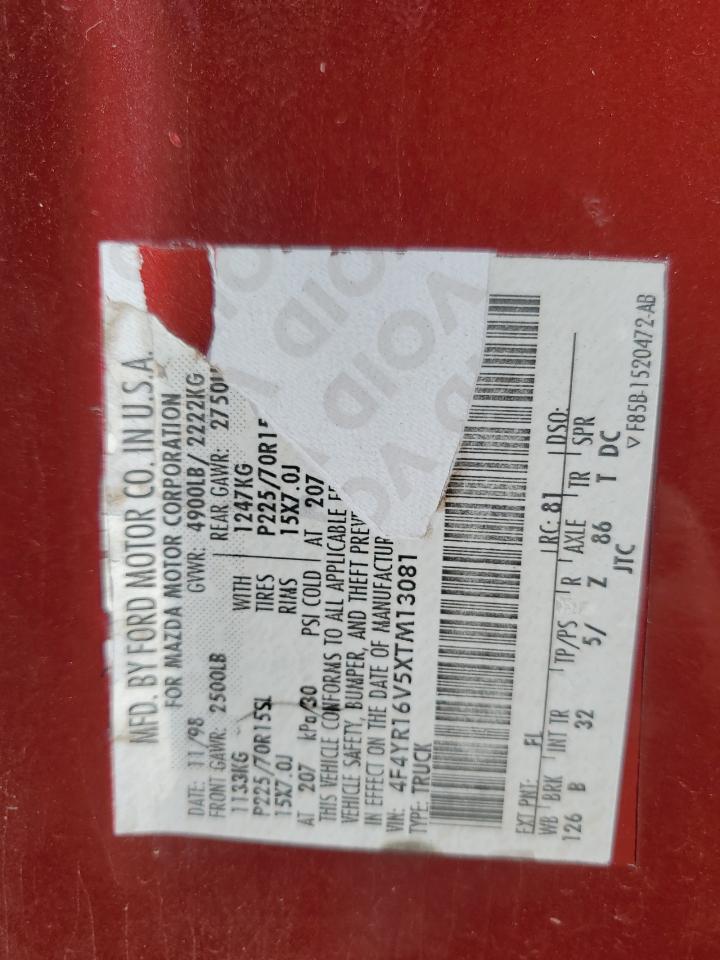 1999 Mazda B3000 Cab Plus VIN: 4F4YR16V5XTM13081 Lot: 92867605