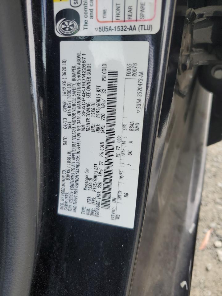 2013 Ford Fiesta Se VIN: 3FADP4BJ9DM226671 Lot: 92239685