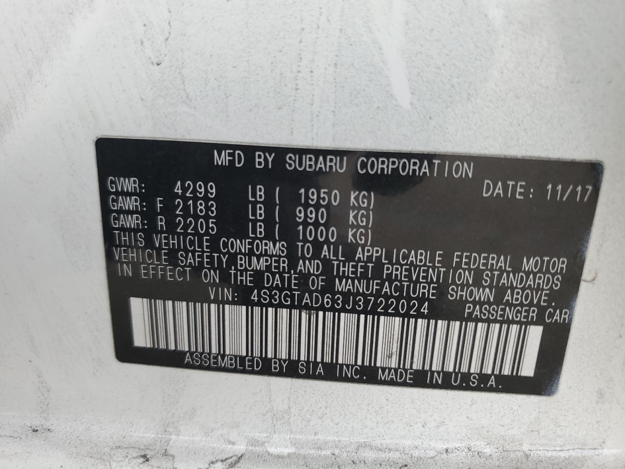 2018 Subaru Impreza Premium Plus VIN: 4S3GTAD63J3722024 Lot: 92035565