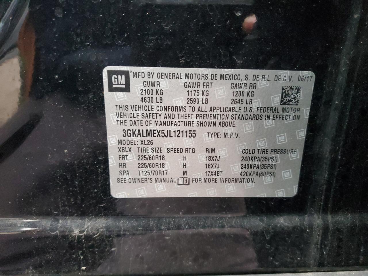 2018 GMC Terrain Sle VIN: 3GKALMEX5JL121155 Lot: 93275795