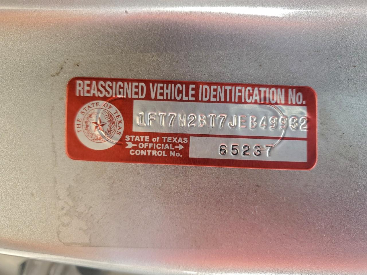 2018 Ford F250 Super Duty VIN: 1FT7W2BT7JEB49932 Lot: 51337975