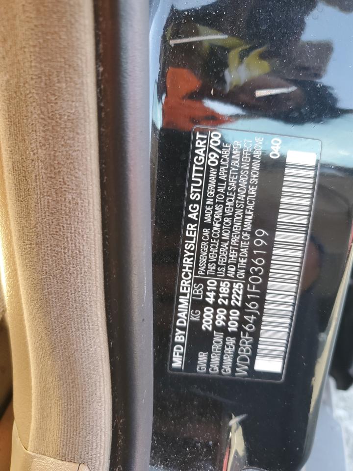 2001 Mercedes-Benz C 320 VIN: WDBRF64J61F036199 Lot: 90716365