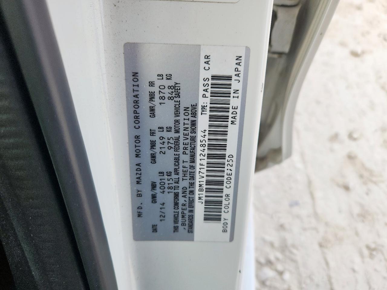 2015 Mazda 3 Touring VIN: JM1BM1V71F1248544 Lot: 91941295