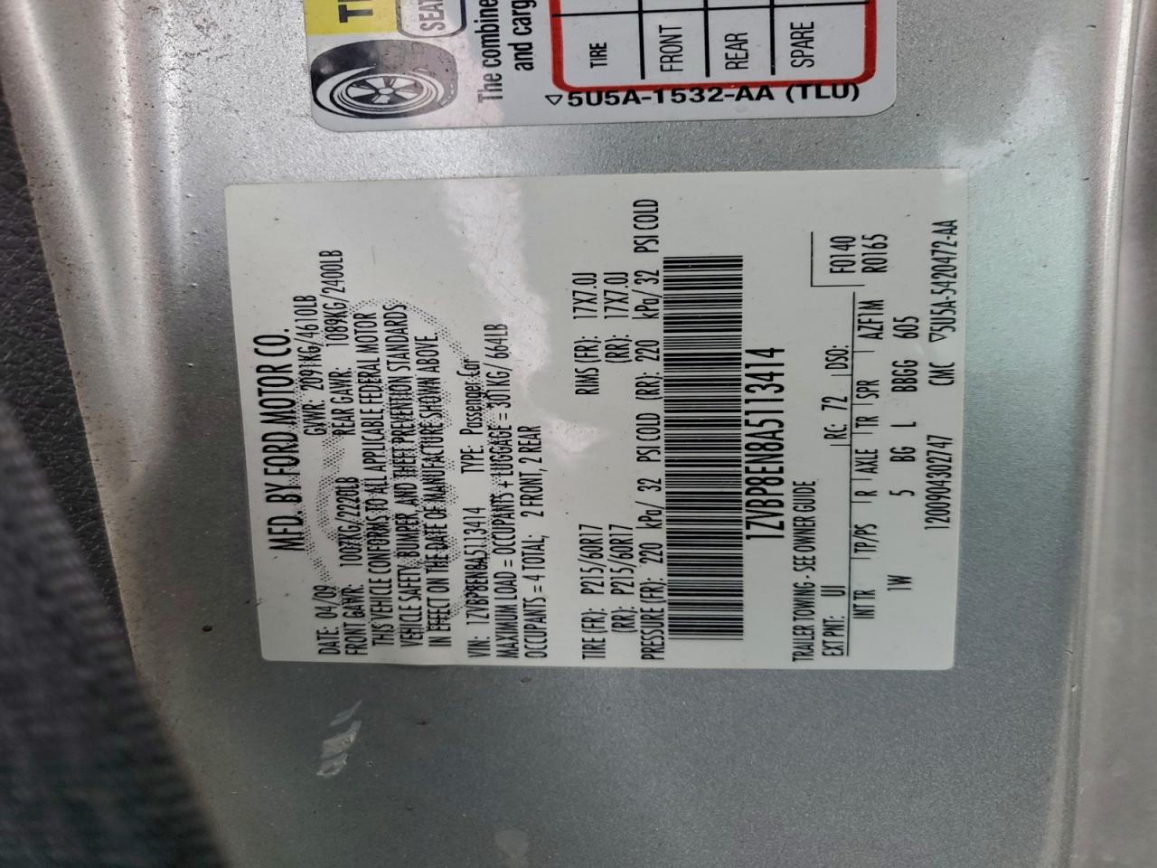 2010 Ford Mustang VIN: 1ZVBP8EN8A5113414 Lot: 94558195