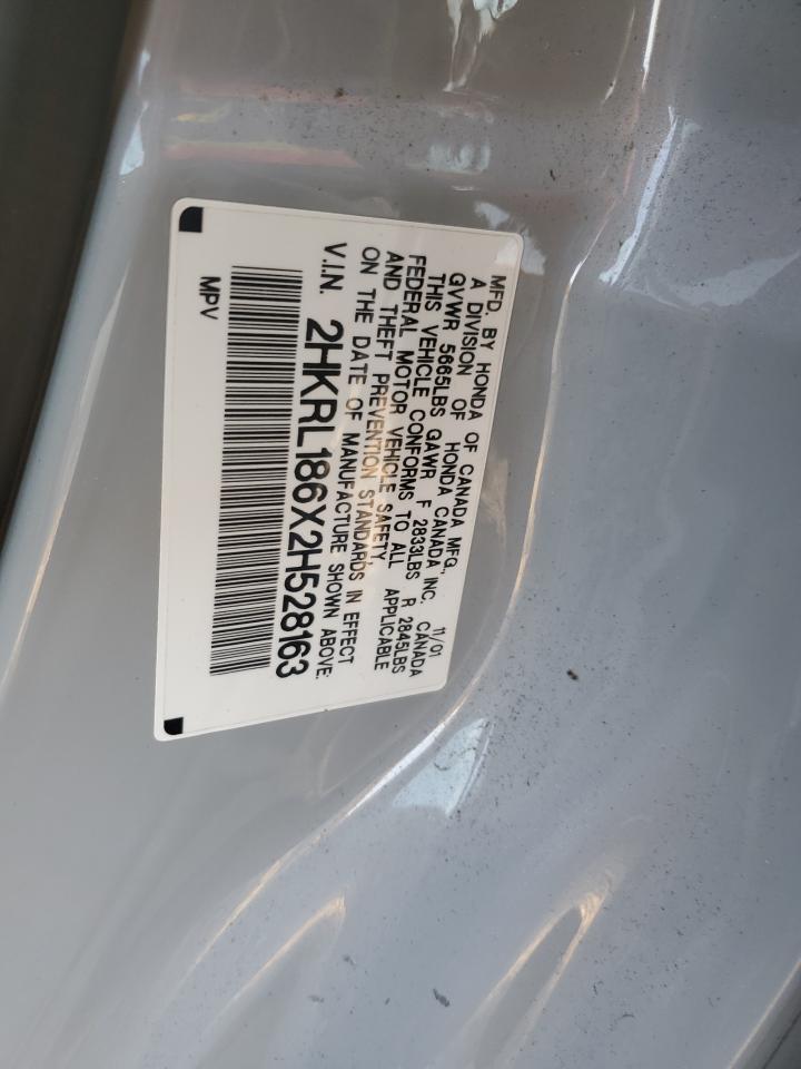 2002 Honda Odyssey Ex VIN: 2HKRL186X2H528163 Lot: 91411485