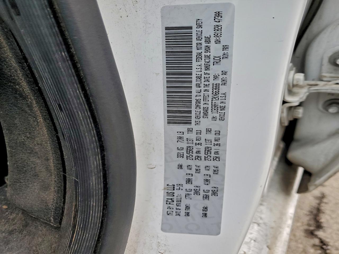 2019 Ram 1500 Big Horn/Lone Star VIN: 1C6SRFFT2KN663666 Lot: 93646075