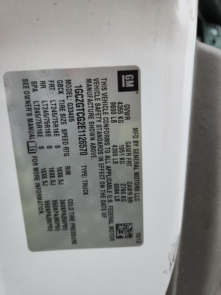 2014 Chevrolet Express 3500 Delivery Van VIN: 1GCZGTCG2E1126570 Lot: 93191865