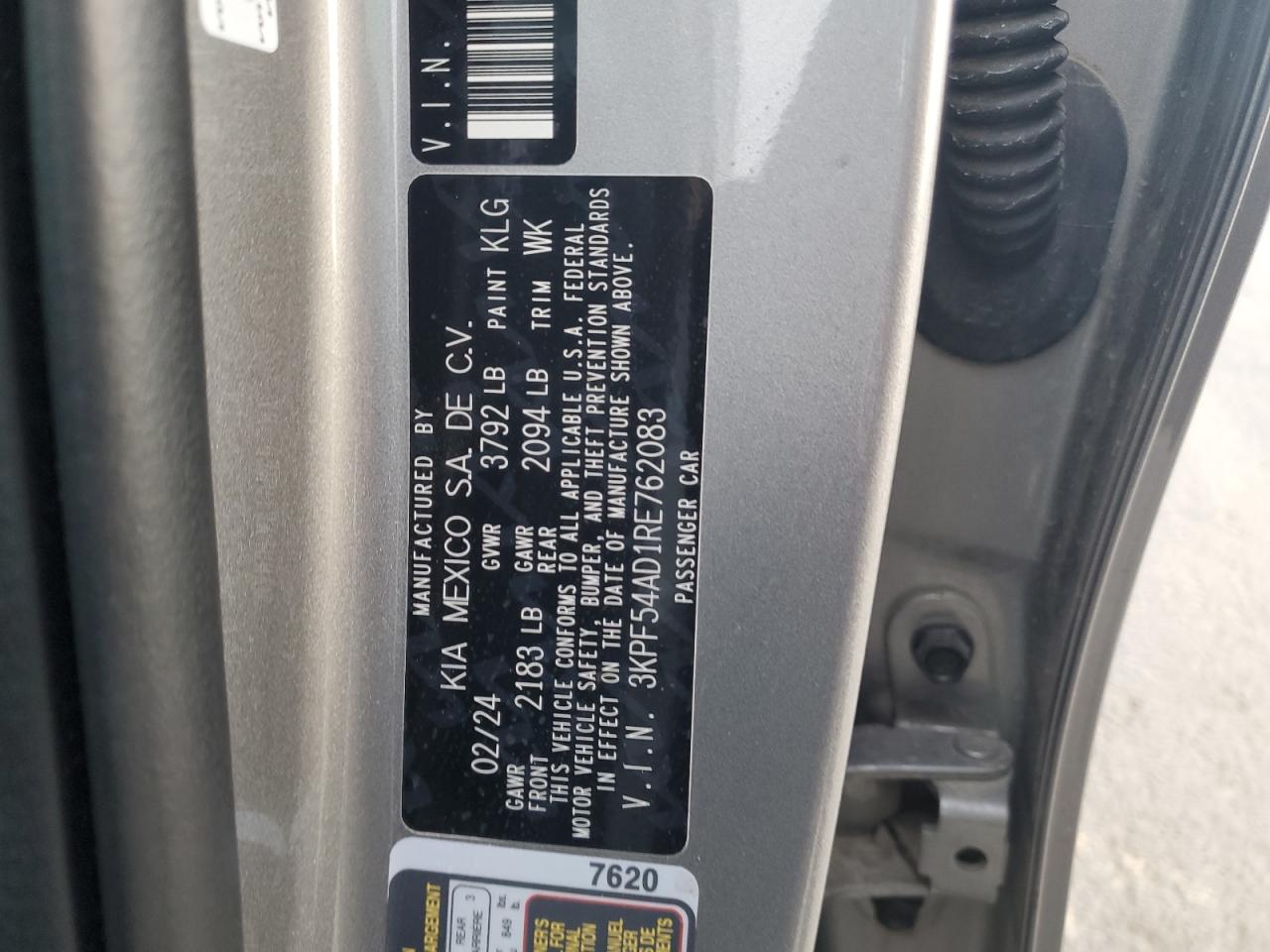 2024 Kia Forte Gt Line VIN: 3KPF54AD1RE762083 Lot: 90905205