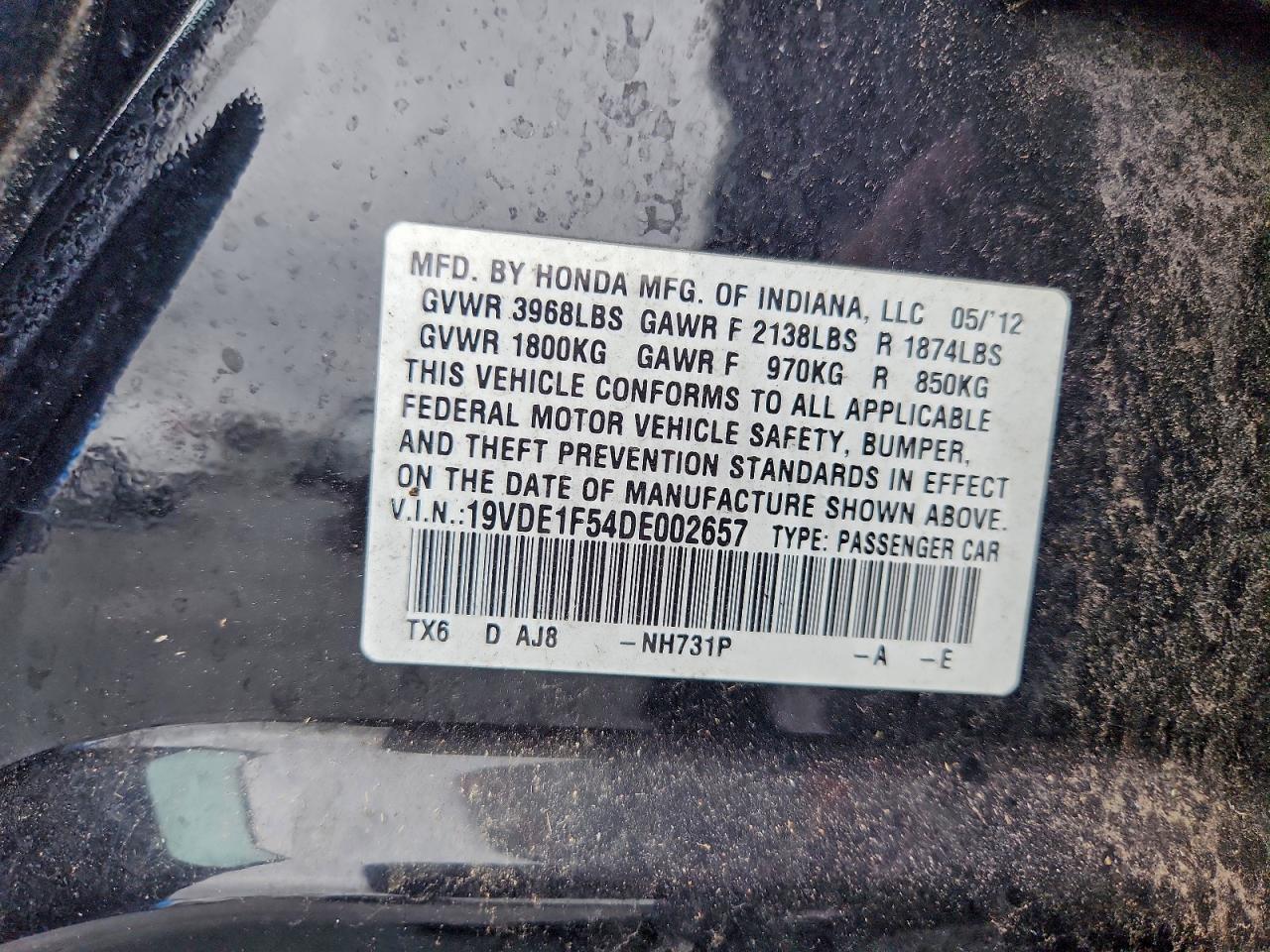 2013 Acura Ilx 20 Premium VIN: 19VDE1F54DE002657 Lot: 93675475