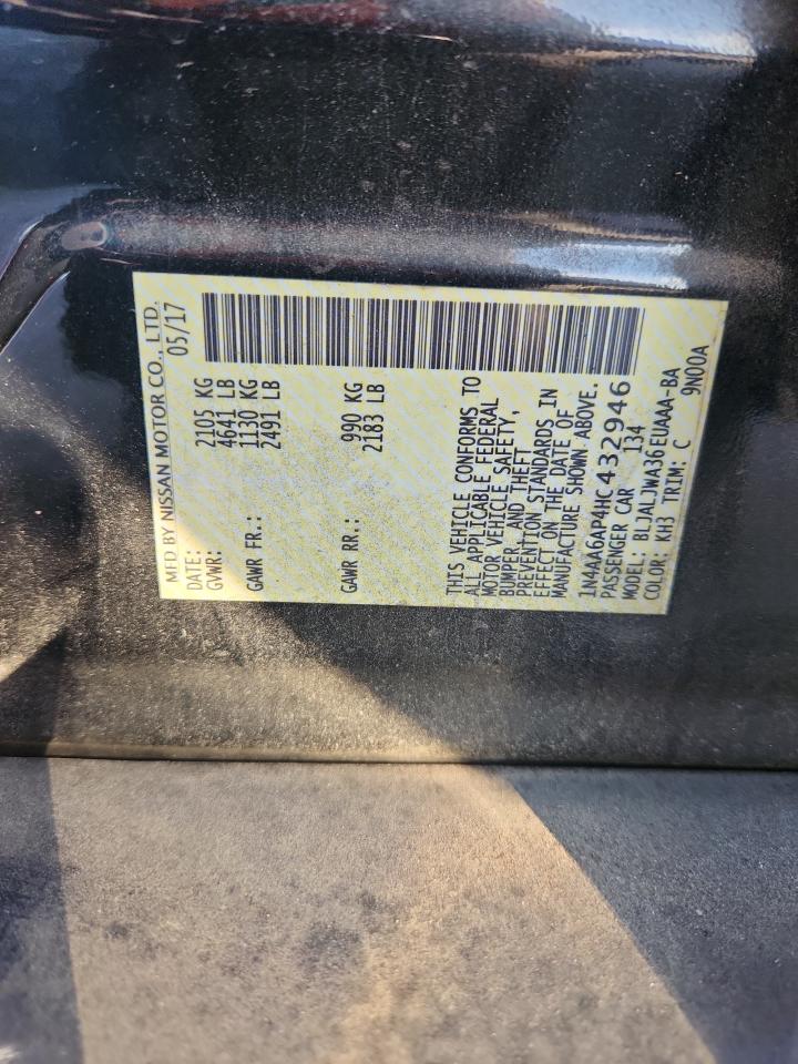 2017 Nissan Maxima 3.5S VIN: 1N4AA6AP4HC432946 Lot: 93549035