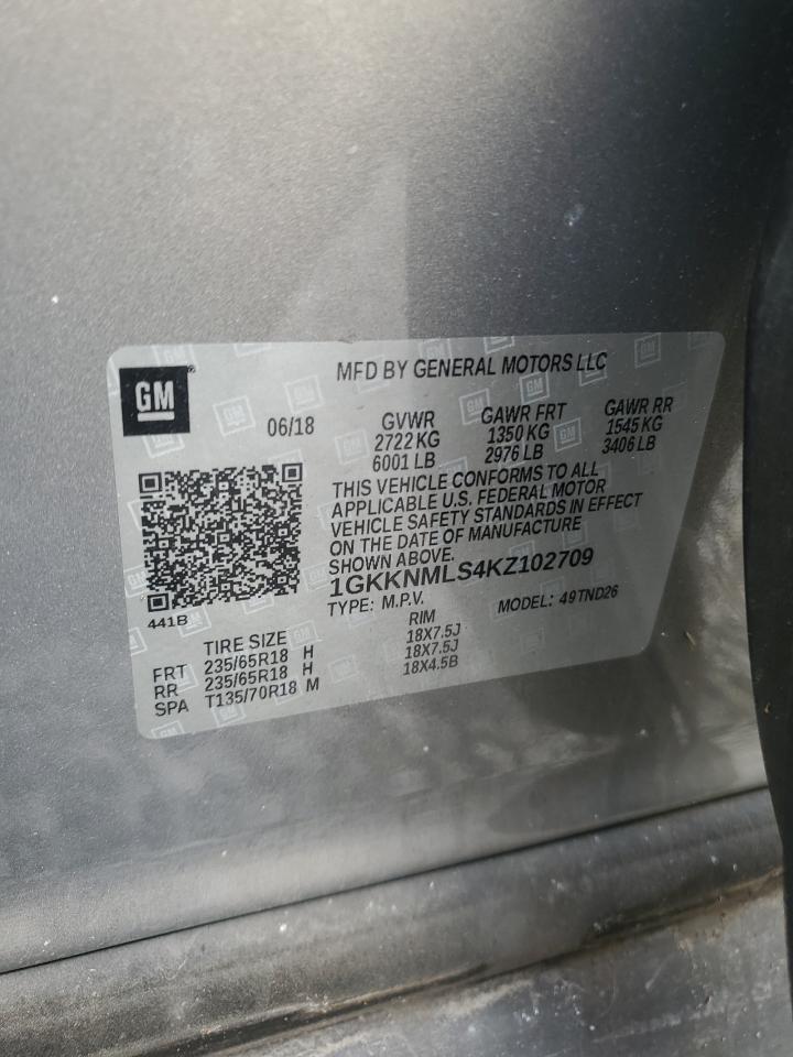 2019 GMC Acadia Slt-1 VIN: 1GKKNMLS4KZ102709 Lot: 91978525