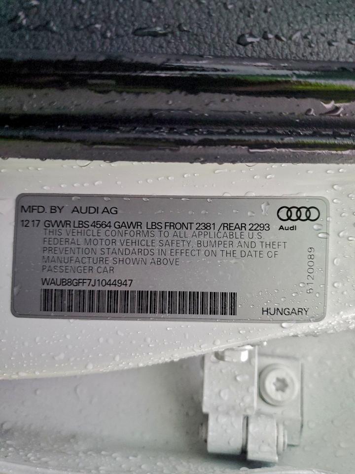 2018 Audi A3 Premium VIN: WAUB8GFF7J1044947 Lot: 92527405