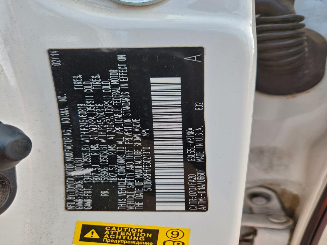 2014 Toyota Highlander Le VIN: 5TDBKRFH7ES021310 Lot: 94091635