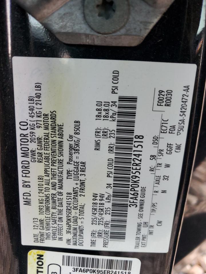 2014 Ford Fusion Titanium VIN: 3FA6P0K95ER241518 Lot: 92608825